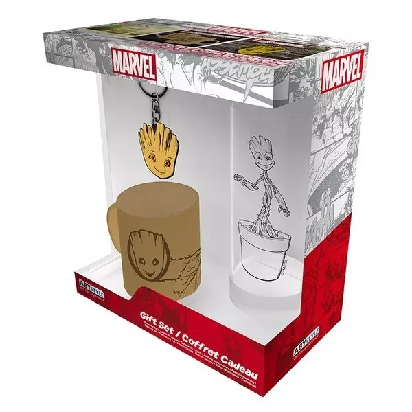 Marvel: Groot ajándékcsomag - kis pohár + kulcstartó + mini bögre
