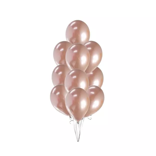 Beauty & Charm Set de 10 baloane roz metalizat - 30 cm
