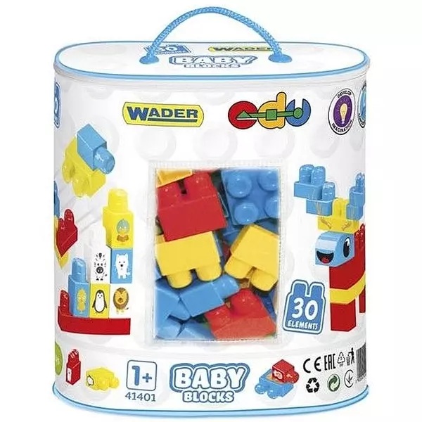 Wader: Baby Blocks építőkocka matricákkal - 30 db-os