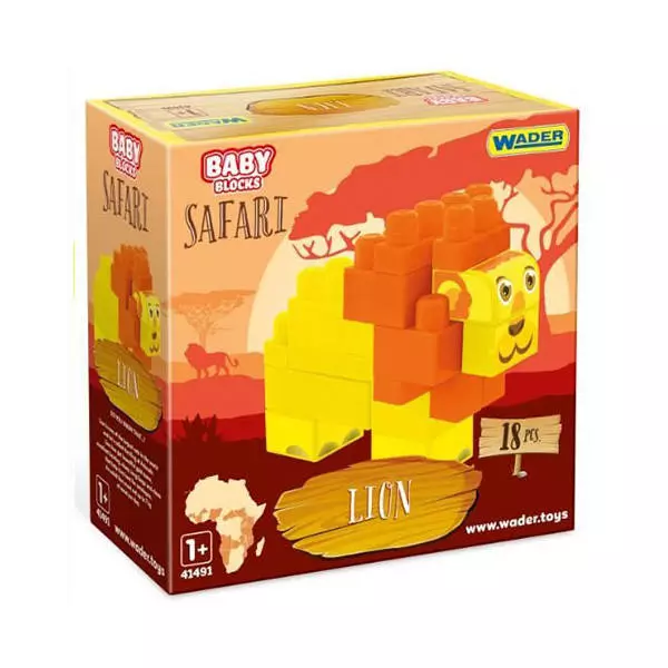 Wader: Baby Blocks Safari cuburi de construcții - leu