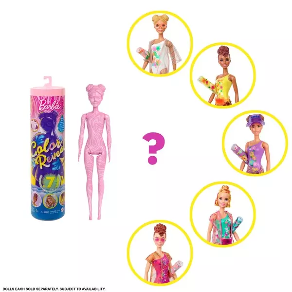 Barbie: Color Reveal Aventuri de vară! - păpușă Barbie surpriză de roz marmorat