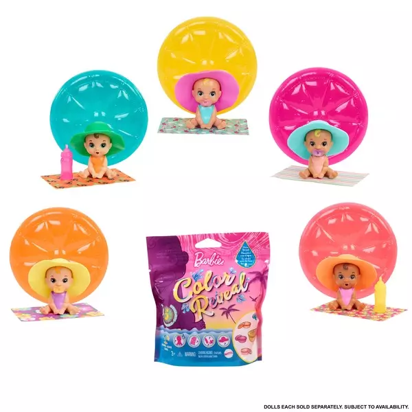 Barbie: Color Reveal Aventuri de vară - păpușă bebeluș surpriză