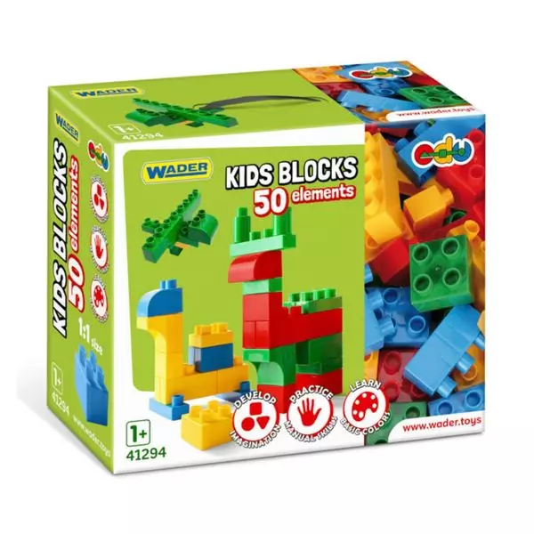 Wader: Kids Blocks építőelemek - 50 db-os