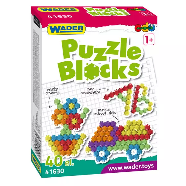 Wader: Puzzle Blocks elemente de construcție - 40 buc