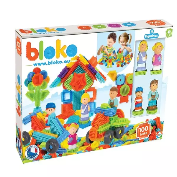 Bloko: blocuri de construcție cu țepi, cu 4 figurine - 100 buc.