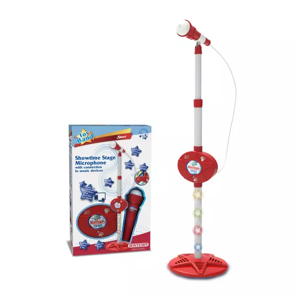 Bontempi: Toy Band Star Állványos mikrofon, csatlakoztatható kábellel - piros-fehér