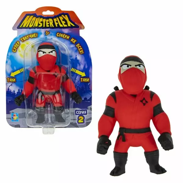 Monster Flex: Nyújtható szörnyfigura, S2 - piros Ninja