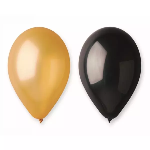 Beauty and Charm Set de 5 de baloane de 30 cm - negru și auriu