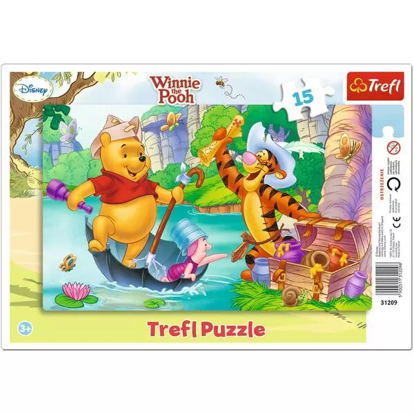 Trefl: Winnie the Pooh - O vânătoare de comori - puzzle cu chenar cu 15 piese