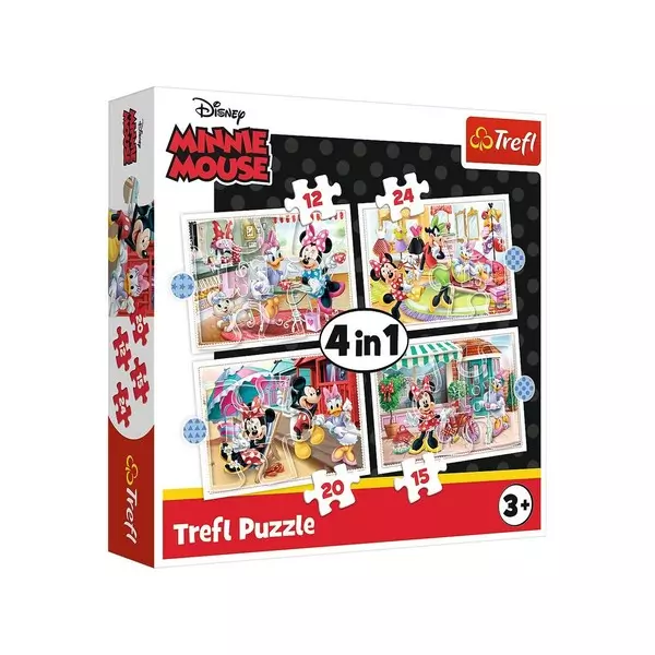 Trefl: Minnie Mouse cu prietenii - puzzle 4-în-1 de 12, 15, 20 și 24 de piese