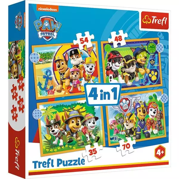 Trefl: Mancs őrjárat vakáción 4 az 1-ben puzzle - 35, 48, 54, 70 darabos