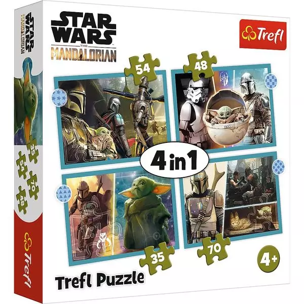 Trefl: Star Wars Mandalorian - puzzle 4-în-1 de 35, 48, 54, 70 de piese