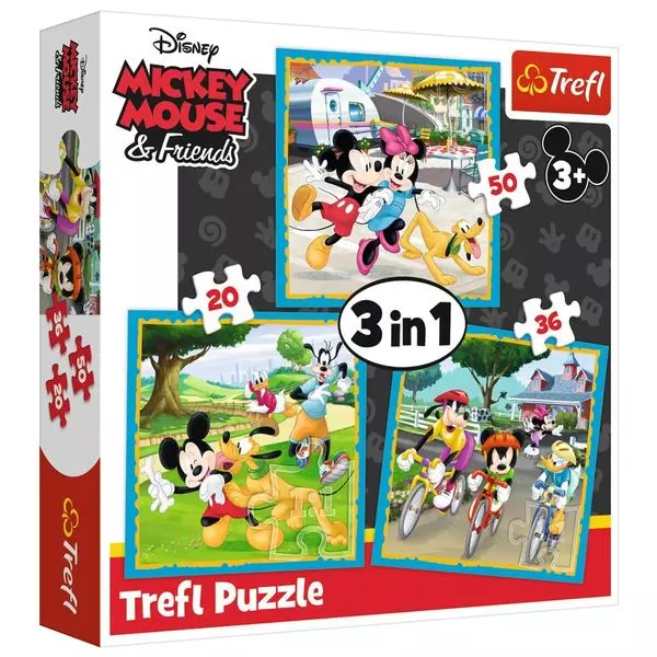 Trefl: Mickey egér a barátaival 3 az 1-ben puzzle - 20, 36, 50 darabos