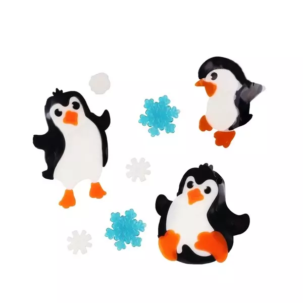 3 táncoló pingvin zselés ablakdísz szett