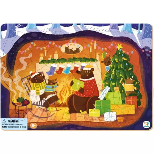 Dodo: Karácsonyi mackócsalád keretes puzzle - 53 darabos