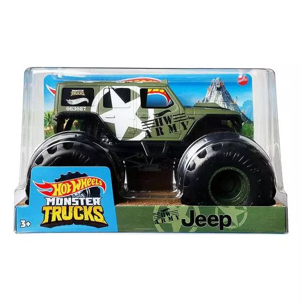 Hot Wheels: Monster Trucks - Katonai Jeep, 1:24