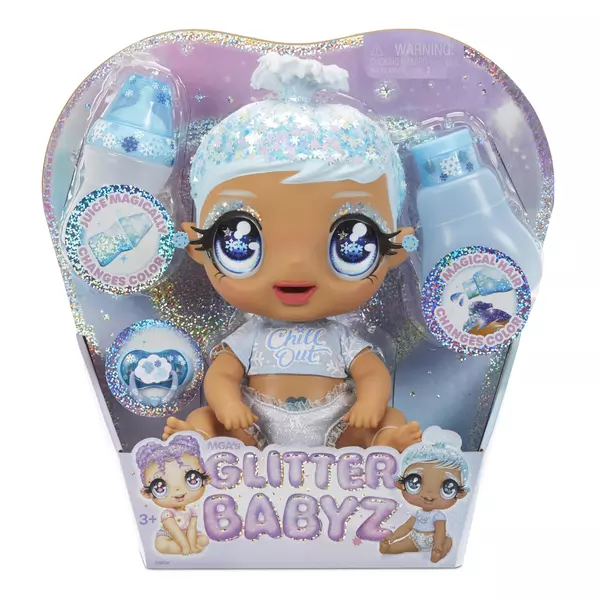 Glitter Babyz: January Snowflake színváltós baba - kék