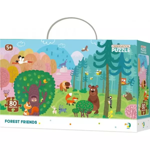 Dodo: Urmărește cu atenție! Prietenii din pădure - puzzle cu 80 de piese