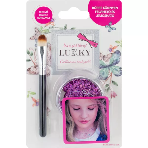 Lukky: Gel corporal com glitter - roxo