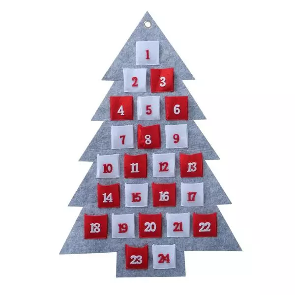 Karácsonyfa alakú adventi naptár filcből - 70 cm