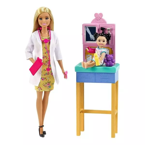 Barbie karrier baba: Röntgenes gyerekorvos fekete hajú babával