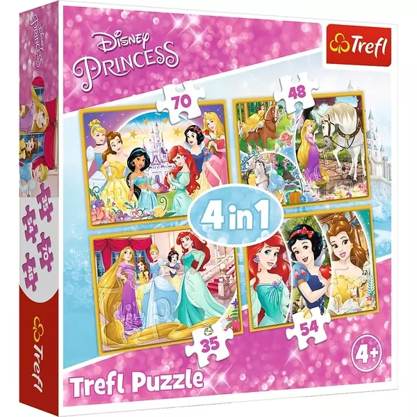 Trefl: O zi fericită a prințeselor Disney - puzzle 4-în-1
