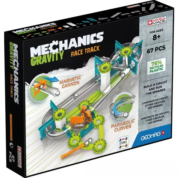 Geomag Mechanics: Set Gravity Race Track - 67 de piese