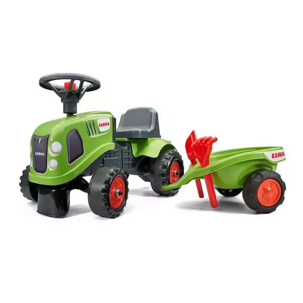 Falk: Baby Claas tractor fără pedale, cu remorcă și accesorii - verde