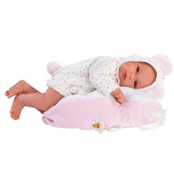 Llorens: Bimba păpușă fată nou-născut cu hamac roz pentru copii - 35 cm