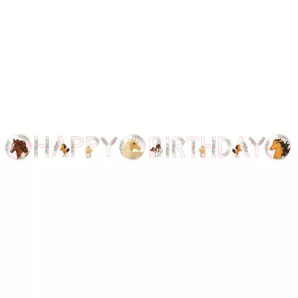 Ló mintás Boldog szülinapot felirat - 140 x 15 cm