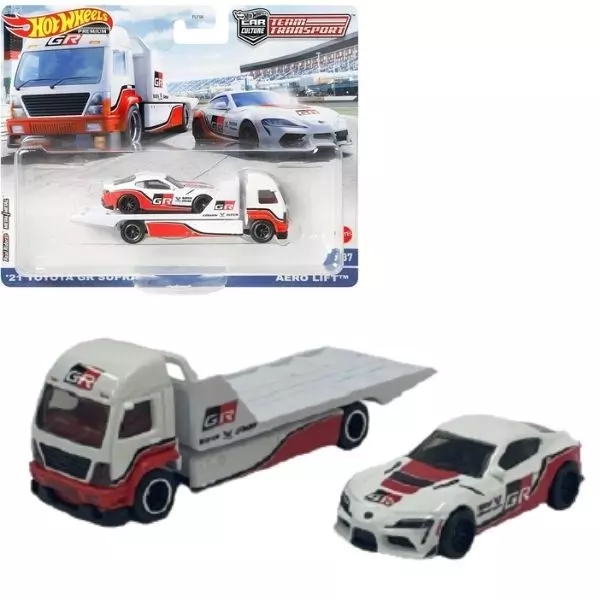 Hot Wheels: Team Transport - Mașinuță '21 Toyota GR Supra și Aero Lift