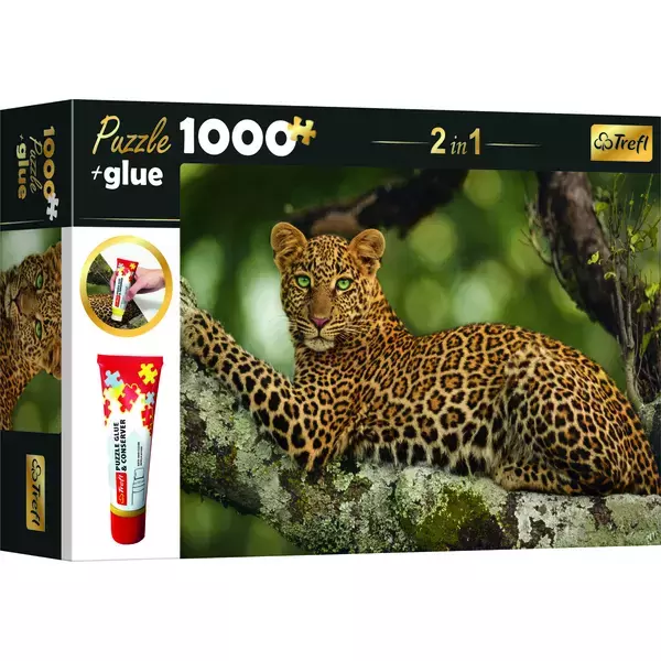 Trefl: Leopard - puzzle cu 1000 de piese + adeziv cadou