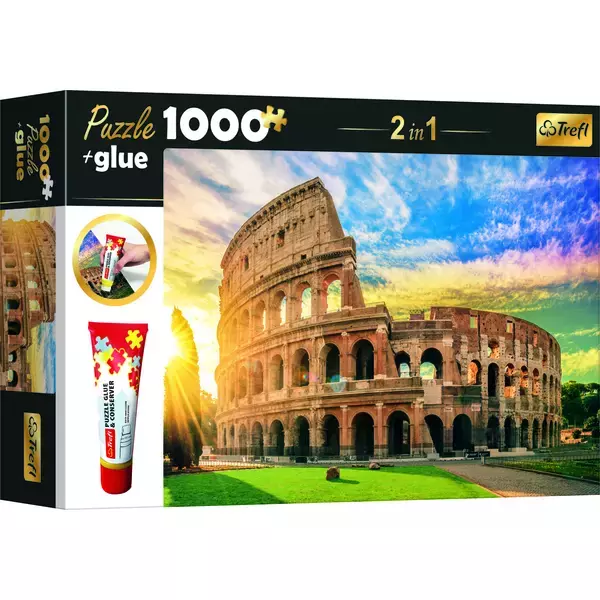 Trefl: Colosseum, Roma - puzzle cu 1000 de piese + adeziv cadou