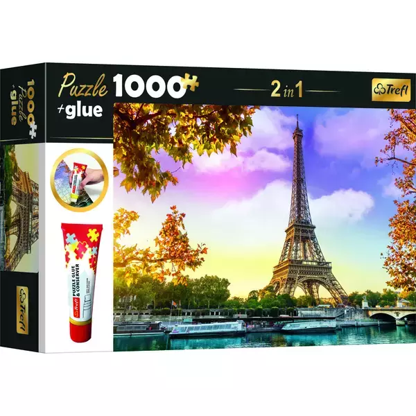 Trefl: Paris, Turnul Eiffel - puzzle cu 1000 de piese + adeziv cadou