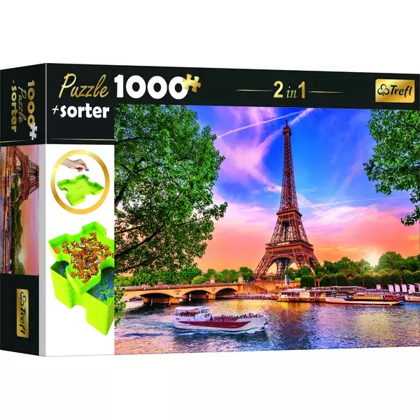 Trefl: Turnul Eiffel - puzzle cu 1000 de piese + tăviță sortator cadou