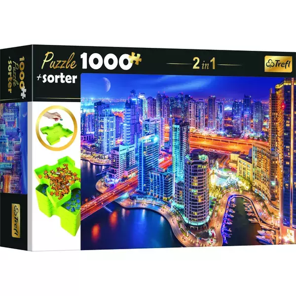 Trefl: Dubai noaptea - puzzle cu 1000 de piese + tăviță sortator cadou