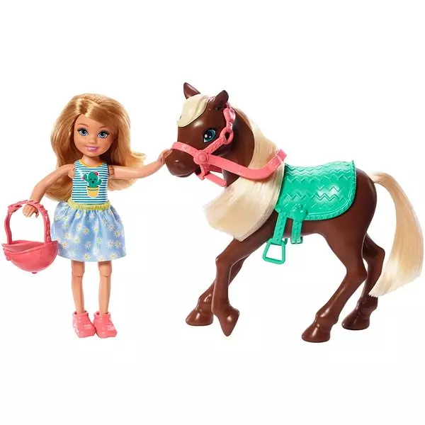 Barbie: Chelsea baba barna pónival