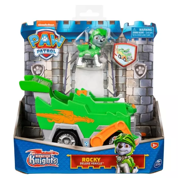 Paw Patrol: Rescue Knights - Vehicul Deluxe și Rocky