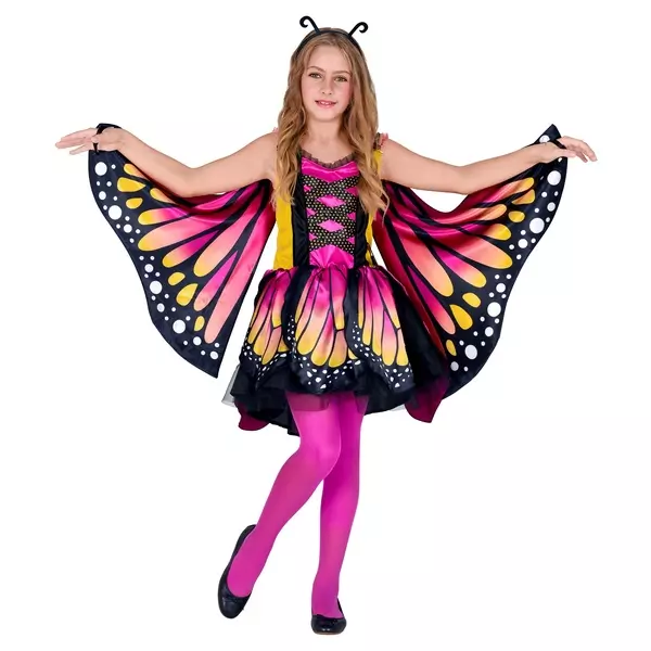 Rózsaszín pillangó jelmez szárnyakkal - 116 cm