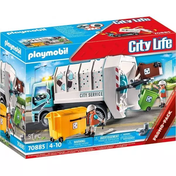 Playmobil: Camion de gunoi cu lumină intermitentă - 70885