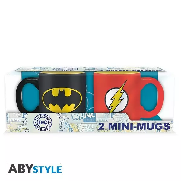 DC: Set de 2 mini-căni cu model Batman și Flash - 110 ml
