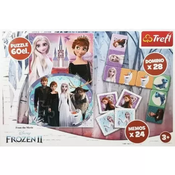 Trefl: Frozen - Set de domino, joc de memorie și puzzle