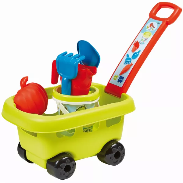Ecoiffier: Carrito de jardín con cubo y accesorios.