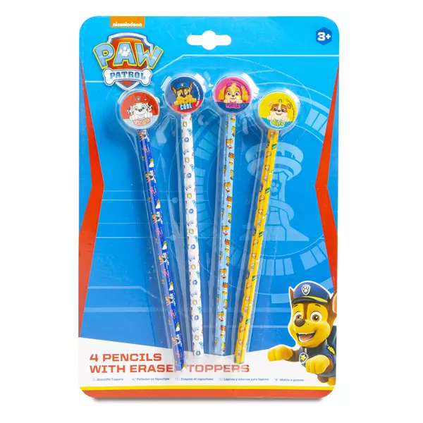 Paw Patrol: Set de 4 creioane cu radieră