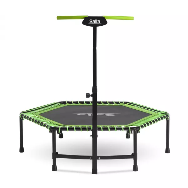 Salta: Prémium fitness trambulin kapaszkodóval, szögletes - 128 cm, zöld