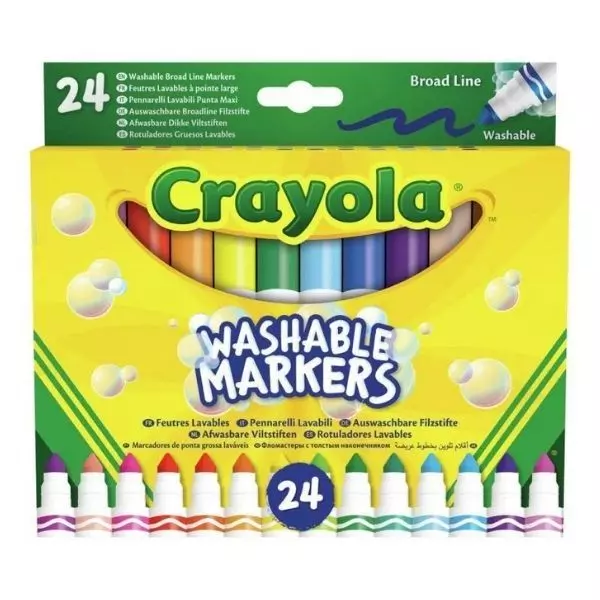 Crayola: Set de 24 markere lavabile cu vârfuri boante