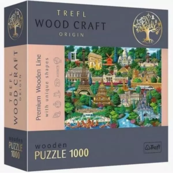 Trefl Puzzle Wood Craft: Híres francia helyek – 1000 darabos puzzle fából
