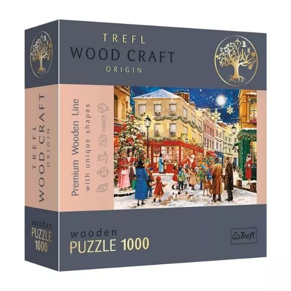 Trefl Puzzle Wood Craft: Karácsonyi utca – 1000 darabos puzzle fából