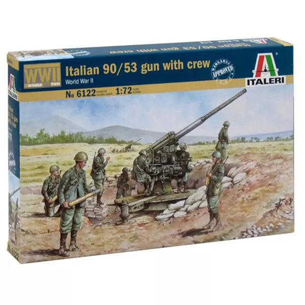 Italeri: Machetă Italian 90/53 Gun With Crew - 1:72