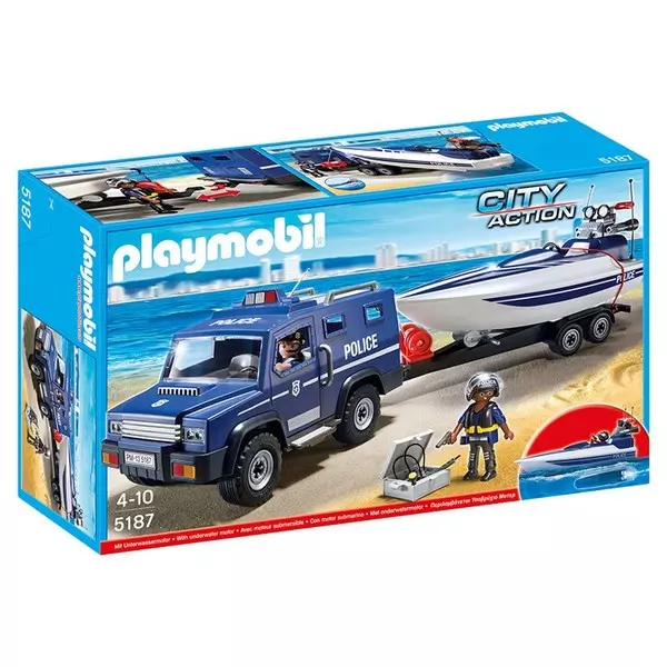 Playmobil: Camion de poliție cu barcă - 5187